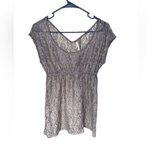 Free People Lace Top-Gray-Size S